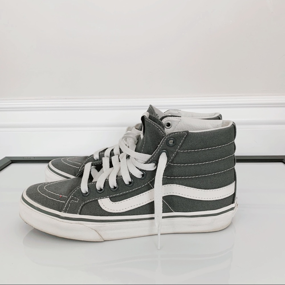 Vans Leather Canvas Sk8-Hi High Top Gray Size 7